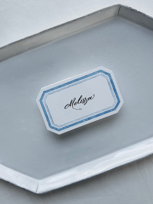 Blue Frame Die-Cut Place Card