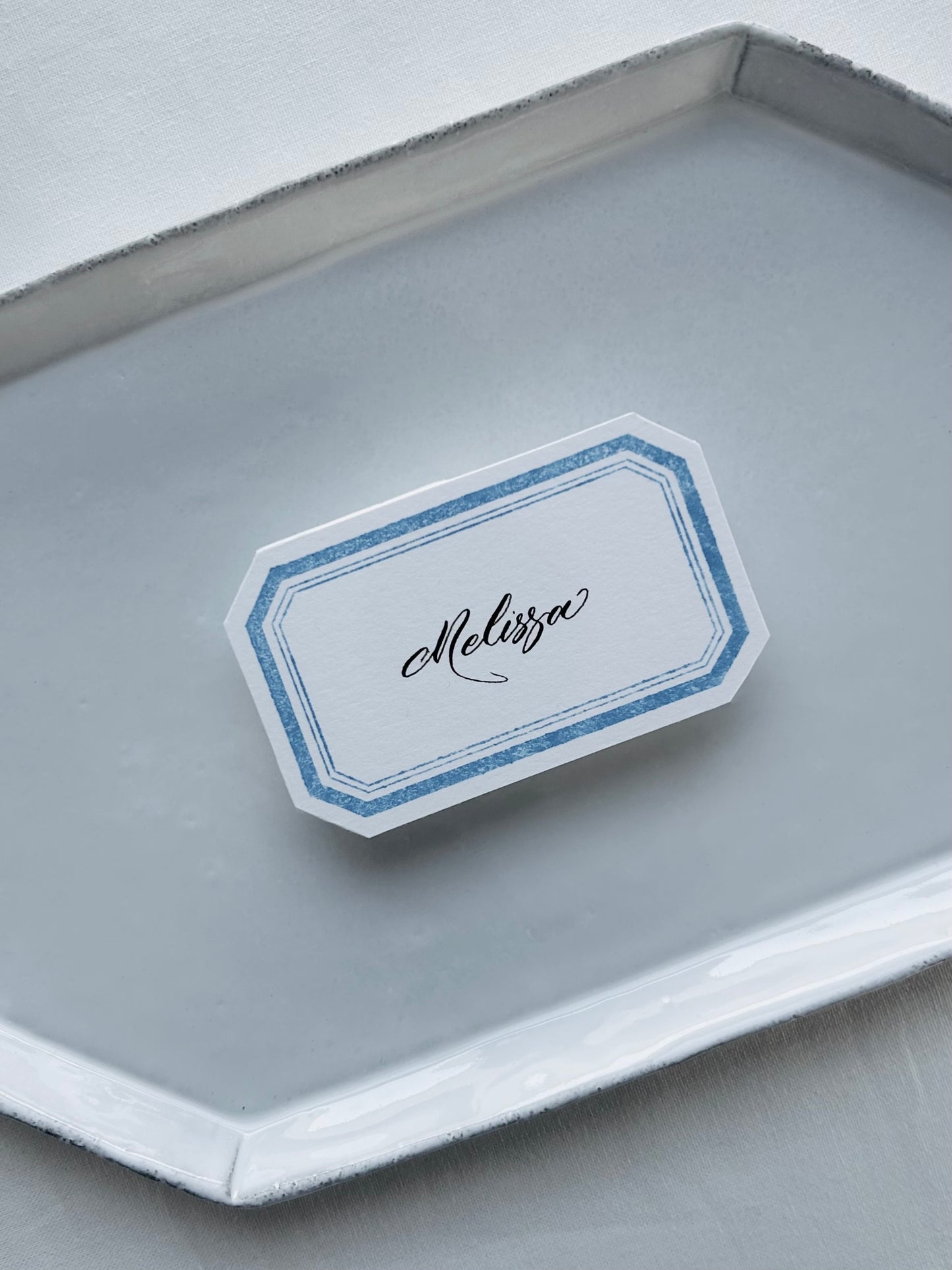 Blue Frame Die-Cut Place Card