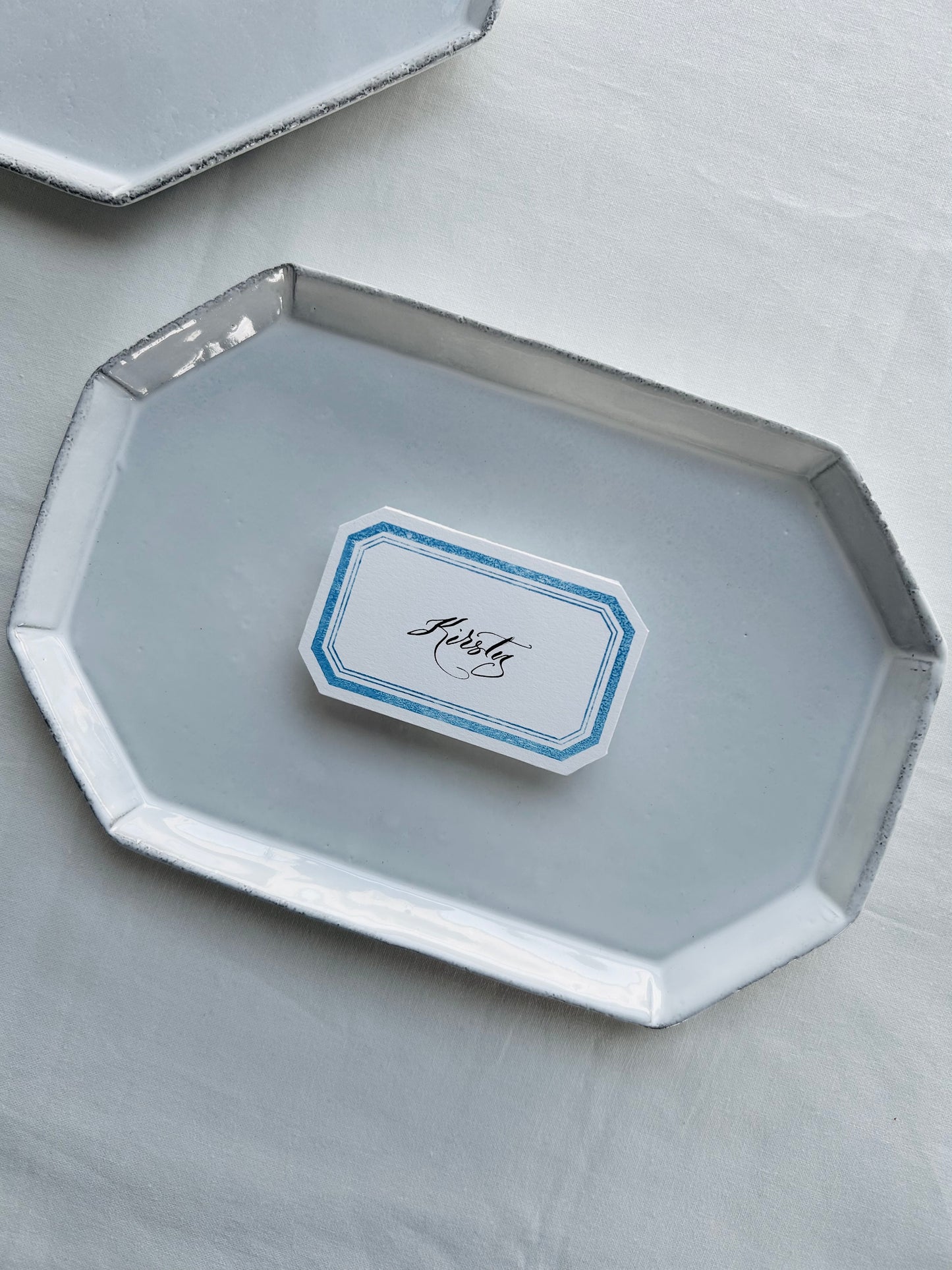 Blue Frame Die-Cut Place Card