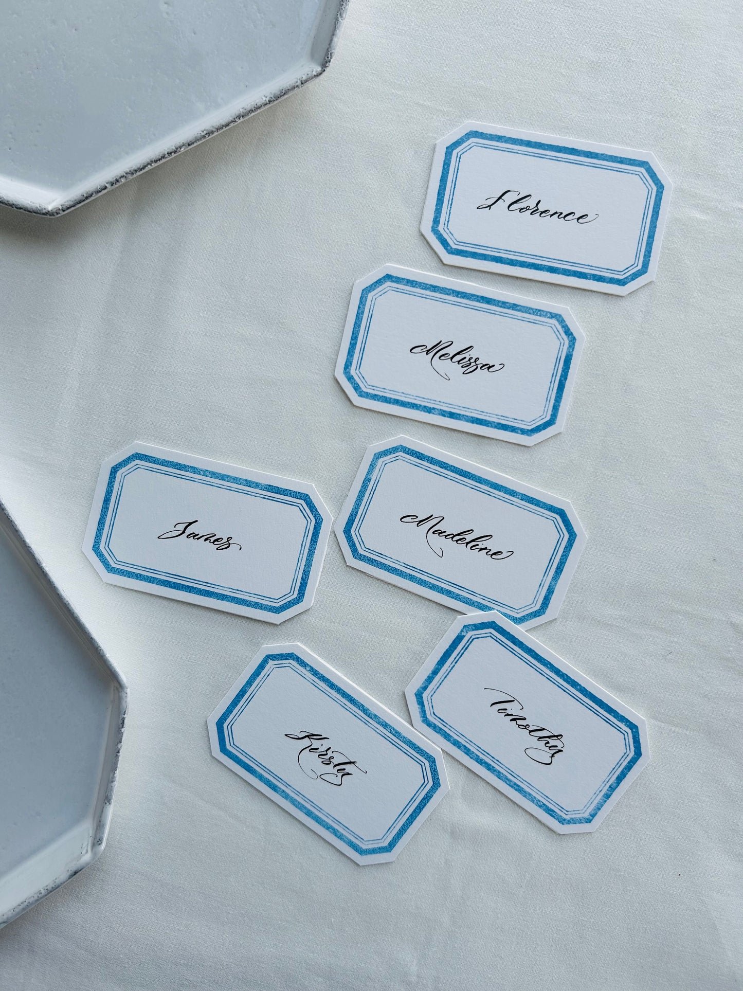 Blue Frame Die-Cut Place Card