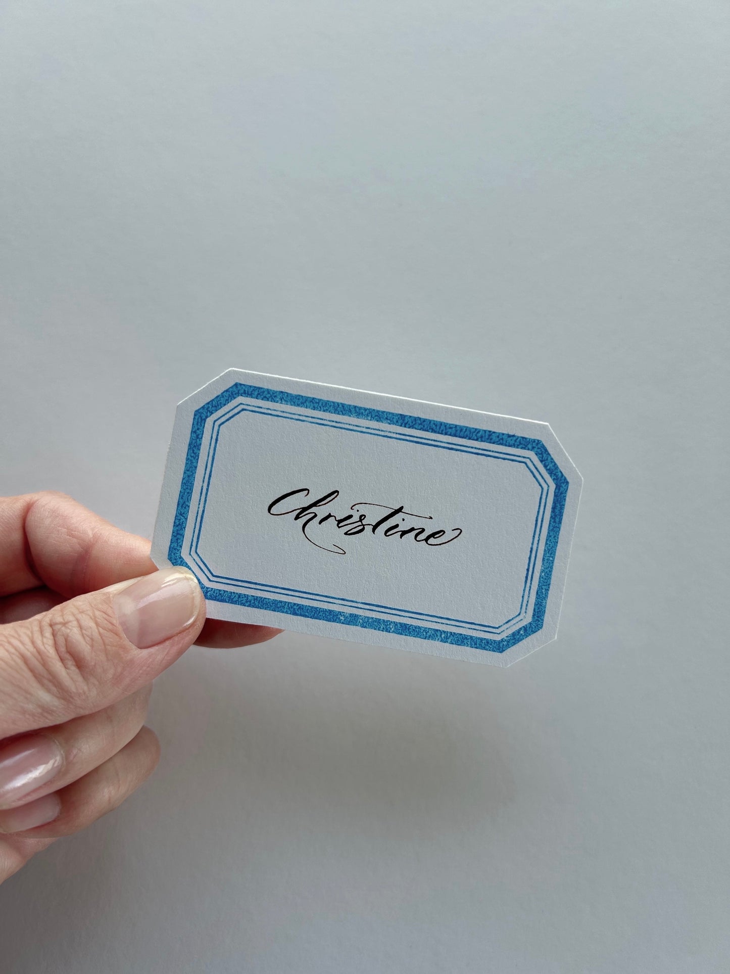 Blue Frame Die-Cut Place Card